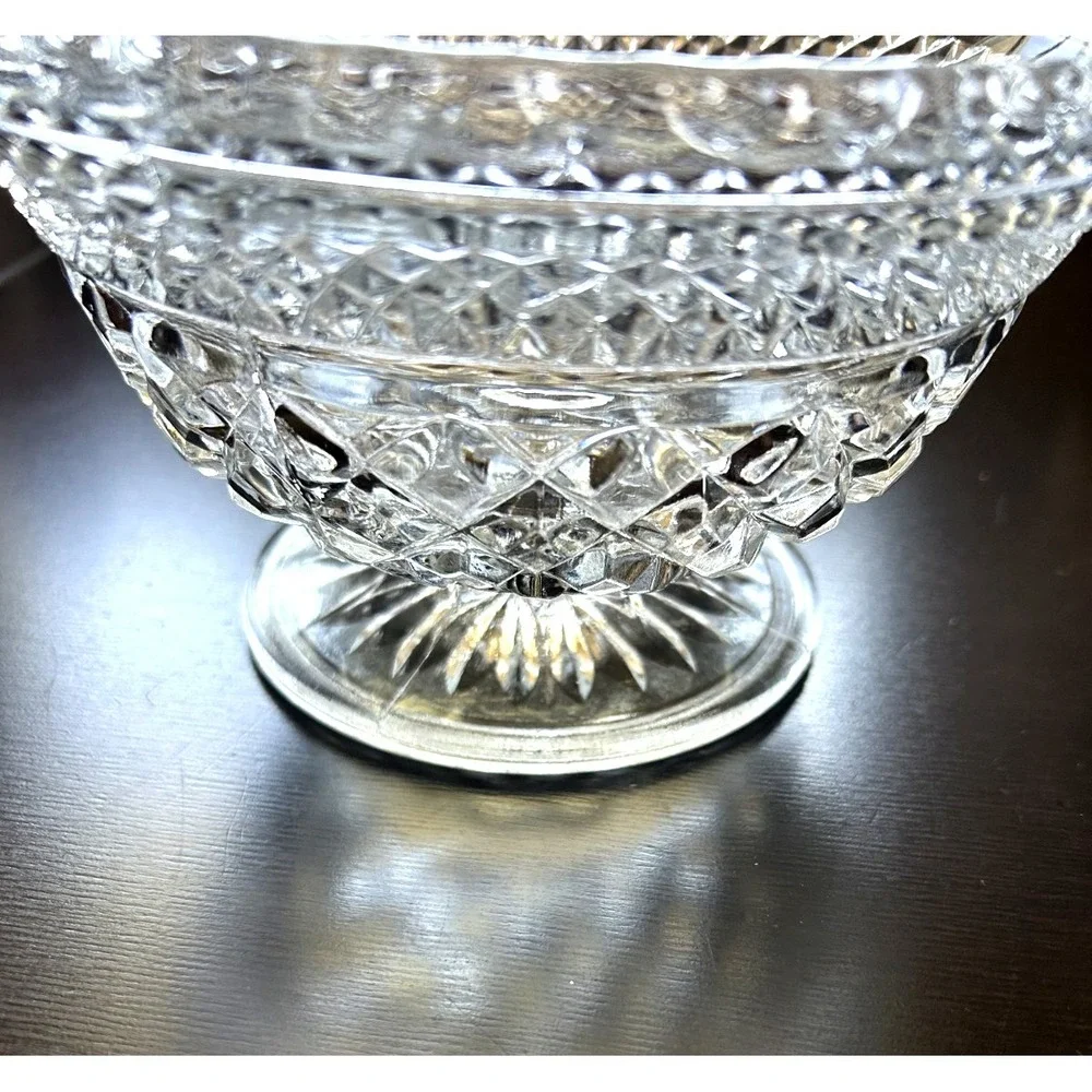 Vintage Cut Crystal Candy Bowl Heavy Glass Footed Brilliant Cut 6.75